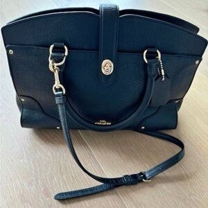 Coach Mercer Satchel Black Grain Leather